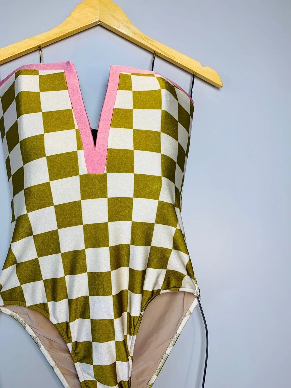 Adrianna Degreas checkered one piece swimsuit